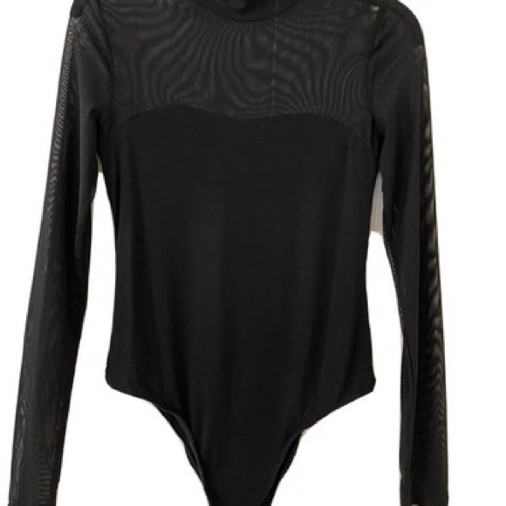 Elegant Black Sheer Sleeve Bodysuit